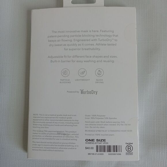 Athleta OS Pack of 2 Pink & Gray Lightweight Particle Blockin Activate Mask NIB - Picture 8 of 10